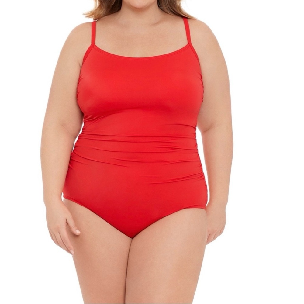 Stylish Red One Piece Swimsuit- XL